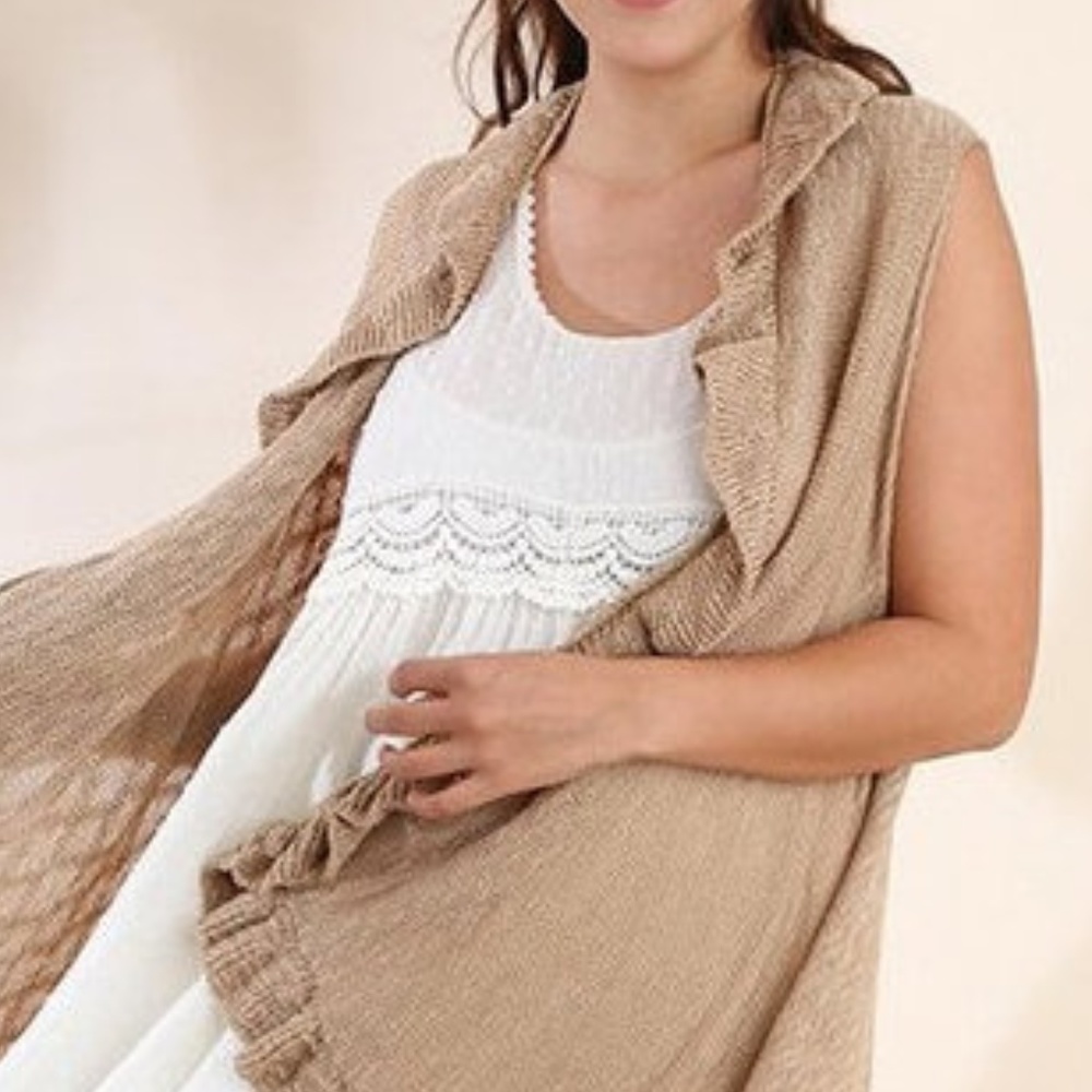 UMGEE Plus Lace Ruffle Knit Vest Cardigan Tunic - Picture 3 of 5